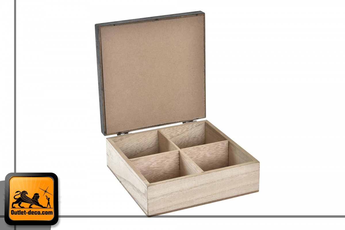 CAJA INFUSIONES MADERA CRISTAL 17X17X6 CAFE VICHY / Outlet Deco