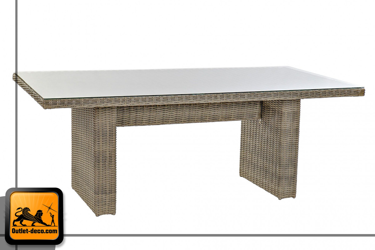 TABLE SET 7 ROTIN SYNTHÉTIQUE 200X100X75 5 MM, EXT